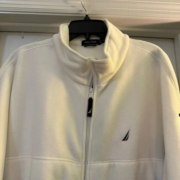 Nautica Colorblock Fleece Jacket Logo Spellout Outdoor Hiking - Picture 2 of 9